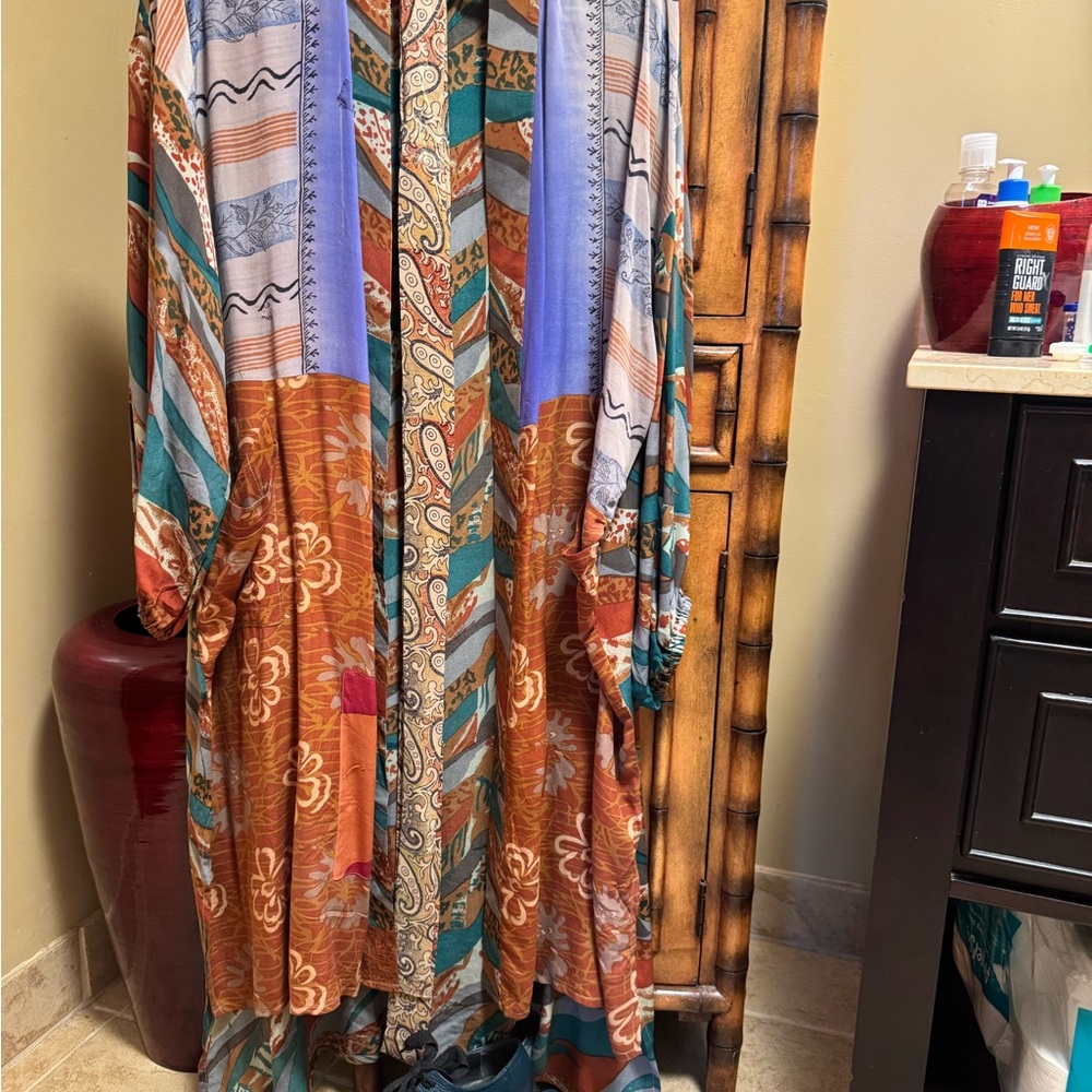 Kantha Bae silk crepe duster free size